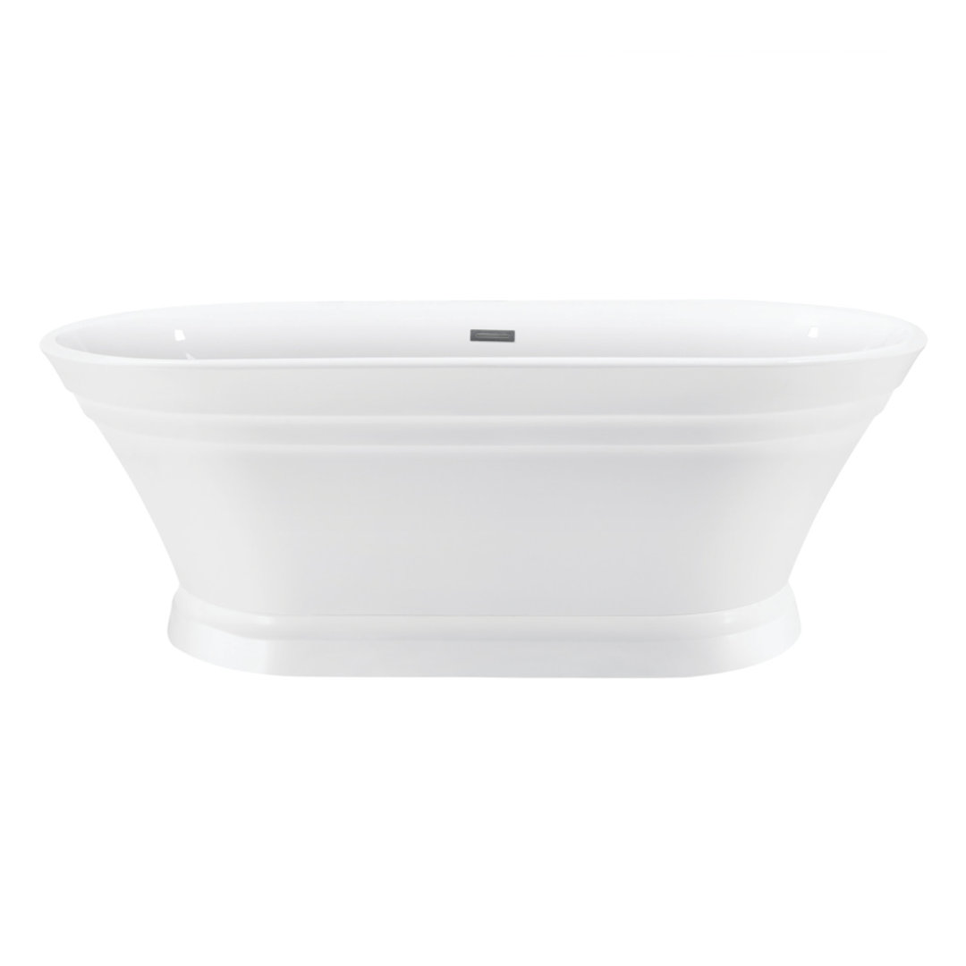 Kingston Brass Aqua Eden 67-Inch Acrylic Oval Double Ended Pedestal Tub with Drain (No Faucet Drillings)